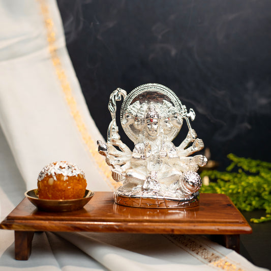 5 Mukhi Hanuman Idol for Home Decor 999 Silver Plated Sculpture of Hanuman for Home, Office, Temple and Table Decoration Religious Idol for Pooja, Gift