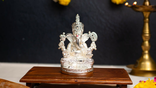 Belysa Collective Siddhivinayak Ganpati 999 silver plated idol for Ganesh Chaturthi