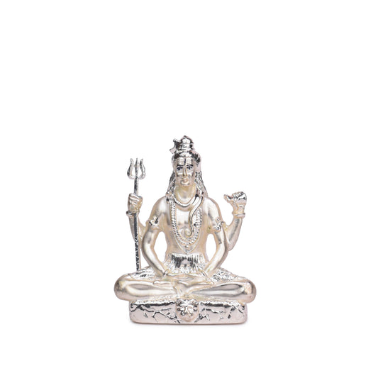 Shivji Dhyan Mudra Murti Idol for Home Decor 999 Silver Plated Sculpture of Shiva for Home, Office, Temple and Table Decoration Religious Idol for Pooja, Gift