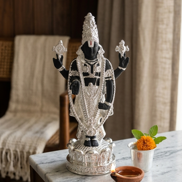 Tirupati Balaji Venkateswara silver plated idol — 5 inch — home mandir — Belysa Collective