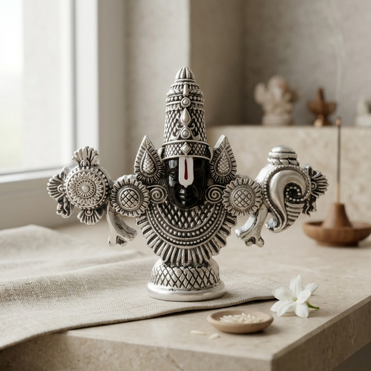 Balaji Face silver plated — 5 inch — side profile — sacred home décor — Belysa Collective