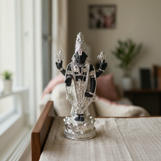 Balaji Venkateswara silver plated — 5 inch — detail view — Belysa Collective