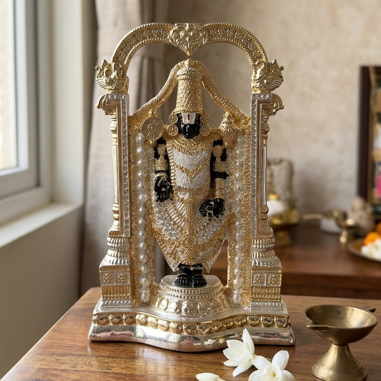 Mangapuram Balaji silver idol — 8 inch — sacred devotional centrepiece — Belysa Collective
